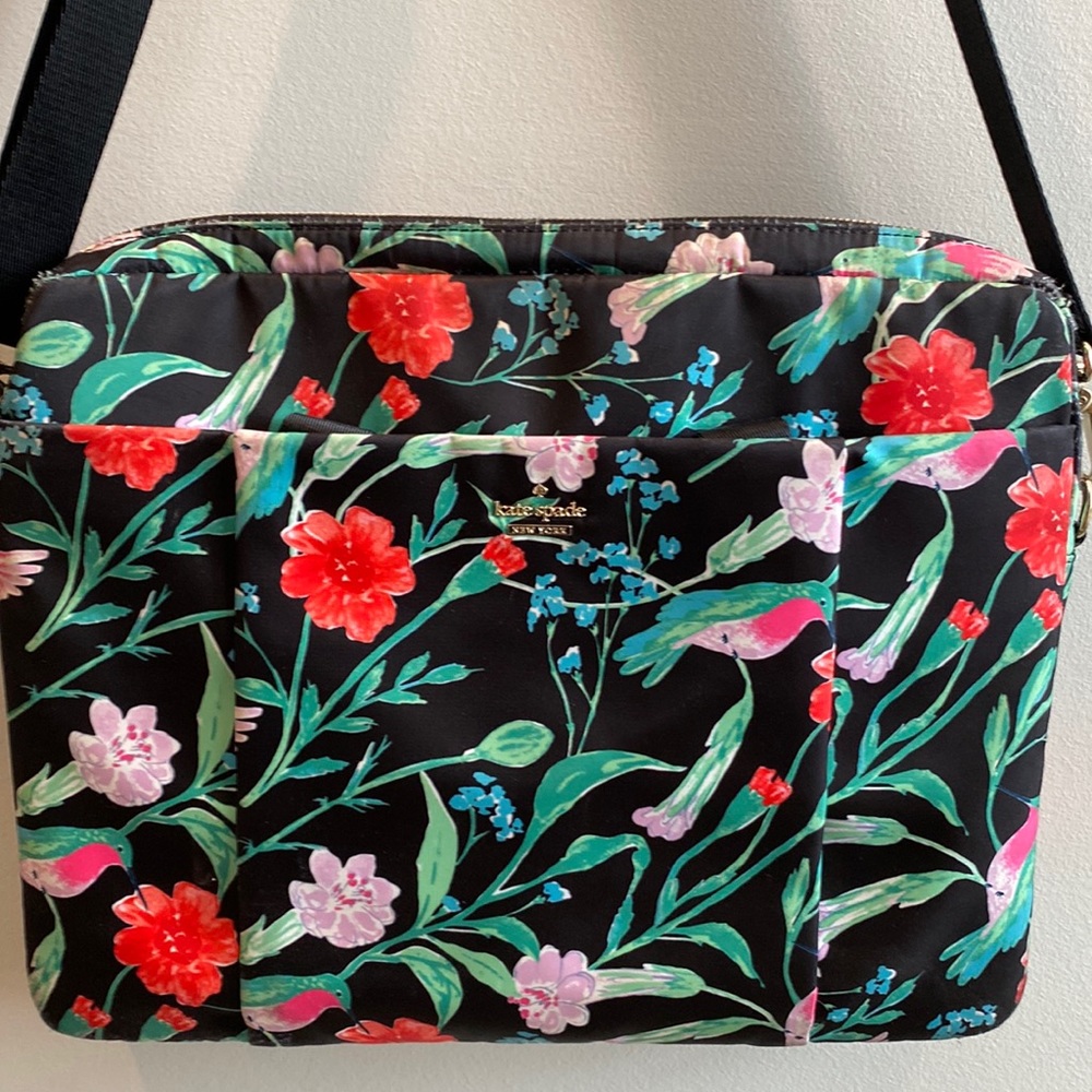 kate spade Black Floral Laptop Crossbody Bag